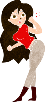 cartoon woman raising fist png