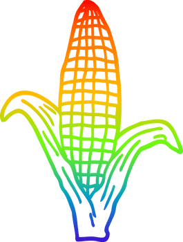 rainbow gradient line drawing of a cartoon healthy corn png