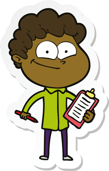 sticker of a cartoon happy man png