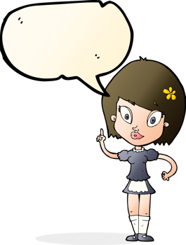 cartoon pretty maid with speech bubble png