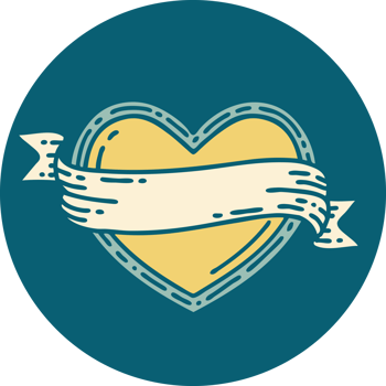 iconic tattoo style image of a heart and banner png