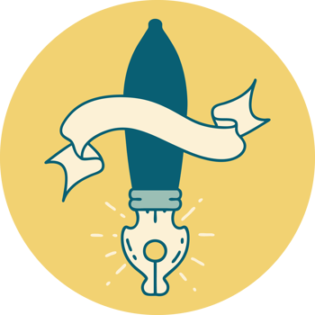 icon of a tattoo style fountain pen png