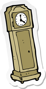 sticker of a cartoon grandfather clock png