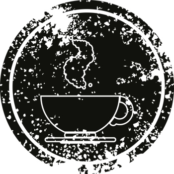 hot cup of coffee circular distressed symbol png