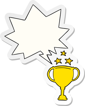 cartoon sports trophy with speech bubble sticker png