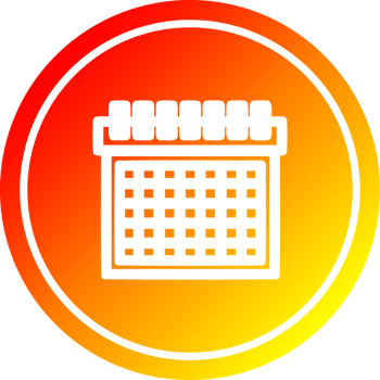 monthly calendar circular in hot gradient spectrum png