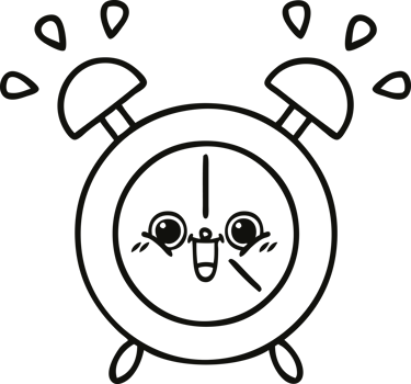 line drawing cartoon of a alarm clock png