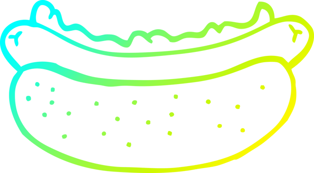cold gradient line drawing of a cartoon hotdog png