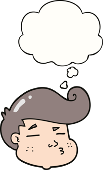cartoon boy's face with thought bubble png