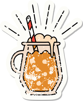 worn old sticker of a tattoo style ginger beer png
