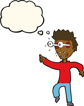 cartoon man with popping out eyes with thought bubble png