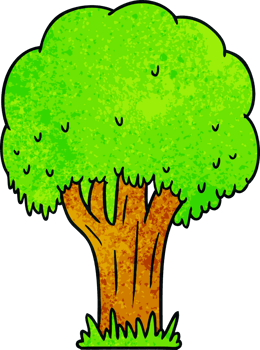 hand drawn textured cartoon doodle of a summer tree png