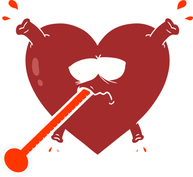 flat color style cartoon unhealthy heart png