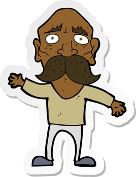 sticker of a cartoon worried old man png