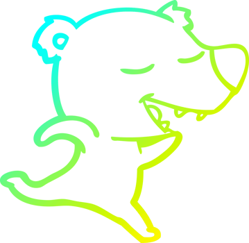 cold gradient line drawing of a cartoon polar bear png