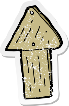 retro distressed sticker of a cartoon wood arrow symbol drawing png