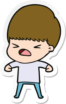 sticker of a cartoon stressed man png