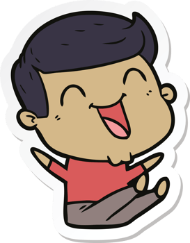 sticker of a cartoon man laughing png