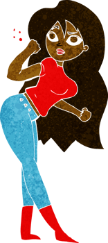 cartoon woman raising fist png