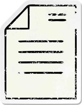 distressed sticker of a cute cartoon sheet of paper png