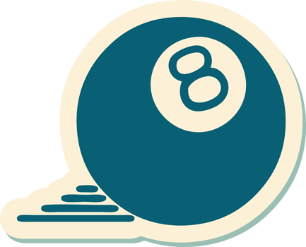 sticker of tattoo in traditional style of 8 ball png