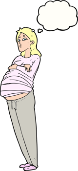 cartoon pregnant woman with thought bubble png