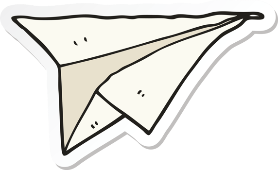 sticker of a cartoon paper airplane png