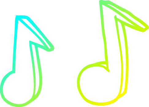 cold gradient line drawing of a cartoon musical notes png