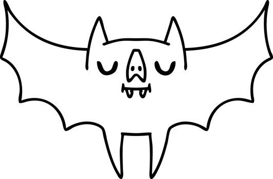 line doodle of a spooky cute halloween bat png