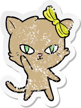 distressed sticker of a cute cartoon cat png