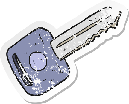 retro distressed sticker of a cartoon car key png