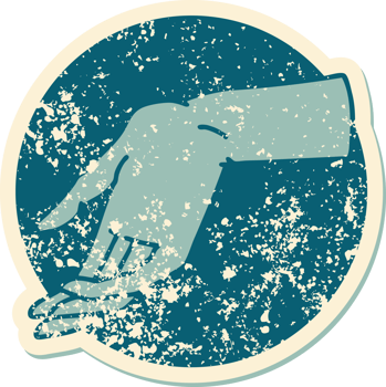 distressed sticker tattoo style icon of a hand png