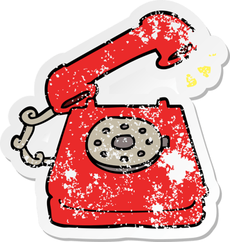 distressed sticker of a cartoon ringing telephone png