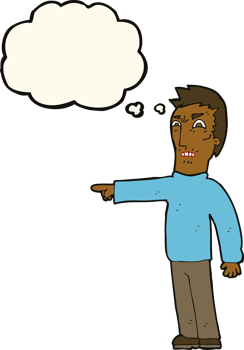 cartoon angry man pointing with thought bubble png