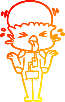 warm gradient line drawing weird cartoon alien shrugging shoulders png