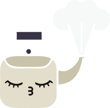 flat color retro cartoon steaming kettle png