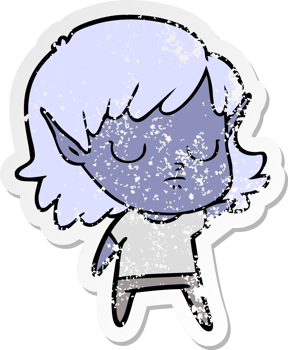 distressed sticker of a cartoon elf girl png
