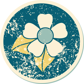 distressed sticker tattoo style icon of a flower png