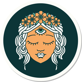 tattoo style sticker of female face png