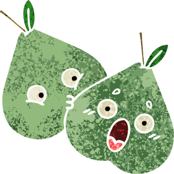 retro illustration style cartoon green pear png