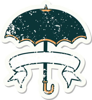 grunge sticker with banner of an umbrella png