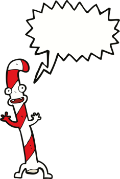 cartoon dancing christmas candy cane with speech bubble png