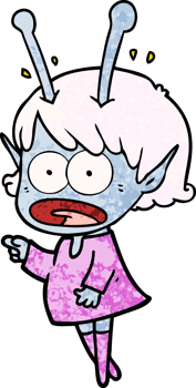 cartoon shocked alien girl drawing png