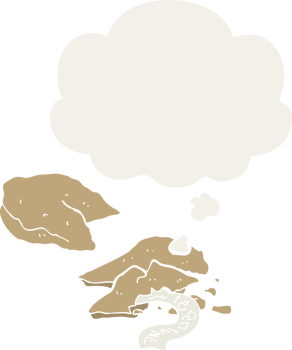 cartoon fortune cookies and thought bubble in retro style png