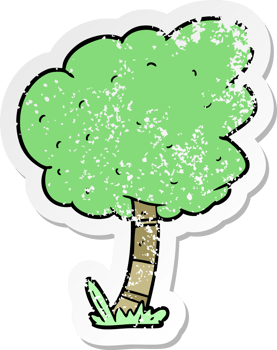 distressed sticker of a cartoon tree png