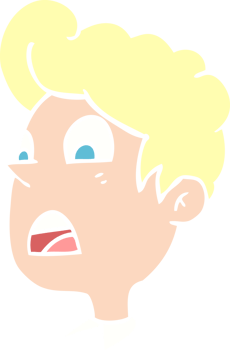 flat color illustration of a cartoon shocked man png