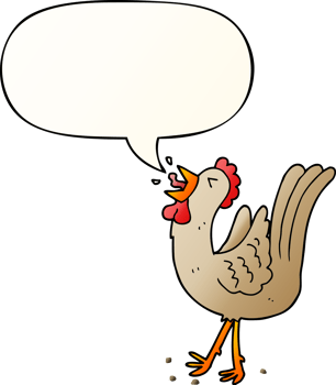 cartoon crowing cockerel and speech bubble in smooth gradient style png