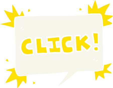 flat color illustration of a cartoon click sign png