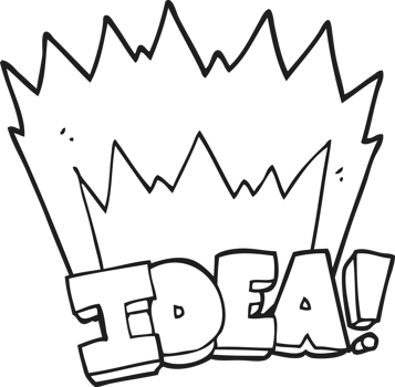 black and white cartoon idea symbol png