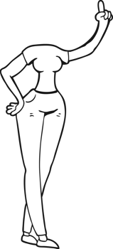 black and white cartoon female body with raised hand png